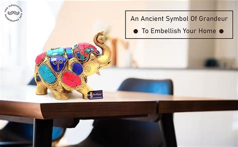 Buy Two Moustaches Maharaja Elephant Gemstone Brass Showpiece - 4 ...