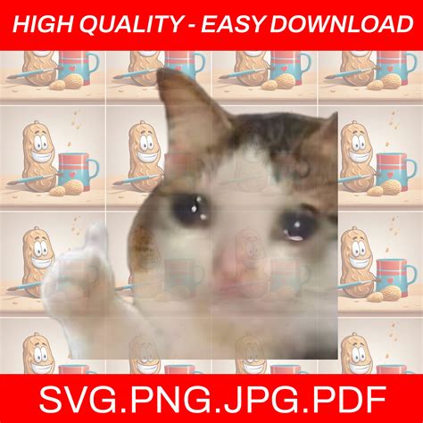 Thumbs up Crying Cat Meme, It's Ok Cat PNG, Thumbs up Cat SVG, Ok Cat ...
