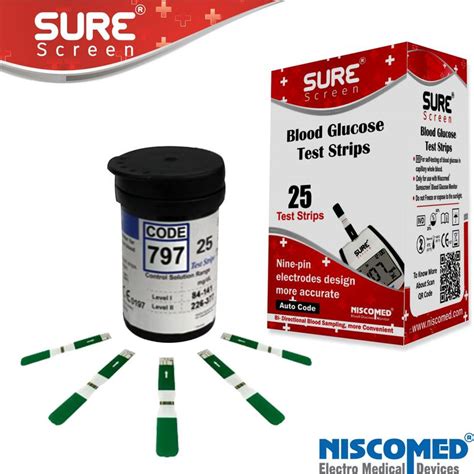 NISCOMED Surescreen Glucose Test Strips 25 (Only Strips, No Glucometer ...