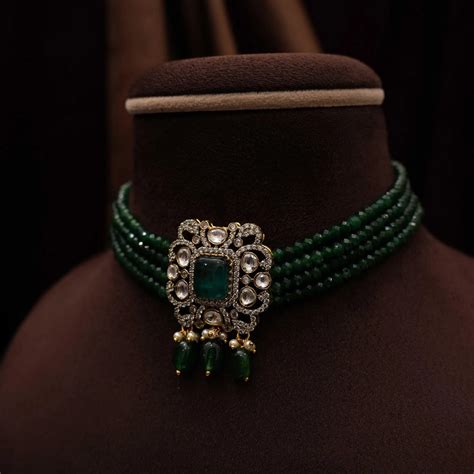Srinika Polki Beaded Choker - green