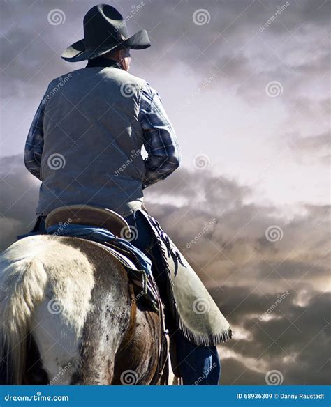 Old Wild West Cowboy and Horse on the Prairie Stock Image - Image of ...