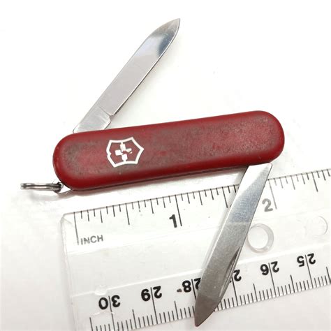 58mm Vintage Victorinox 2 Blade Red Swiss Army Knife with Kn