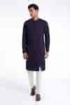 Buy Purple Cotton, Silk Diagonal Curve Panel Kurta Set For Men by Dhruv ...