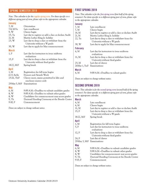 Academic Calendar Clemson at Jonathan Sharpe blog
