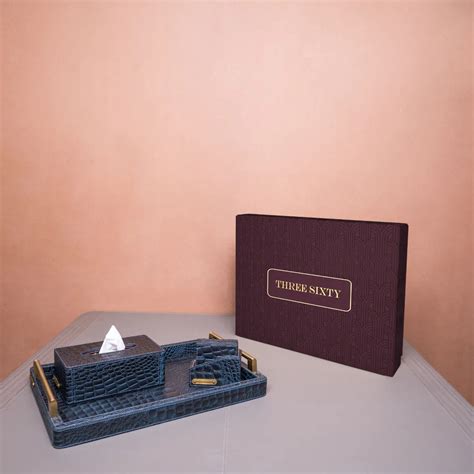 Buy Eden Tray Set with Tissue Box & Coasters (Grey) Online - Three ...