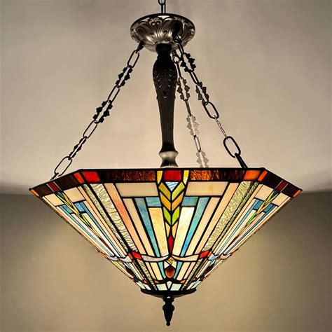 COTOSS Tiffany Pendant Light Fixtures,22" Wide Large Stained Glass ...