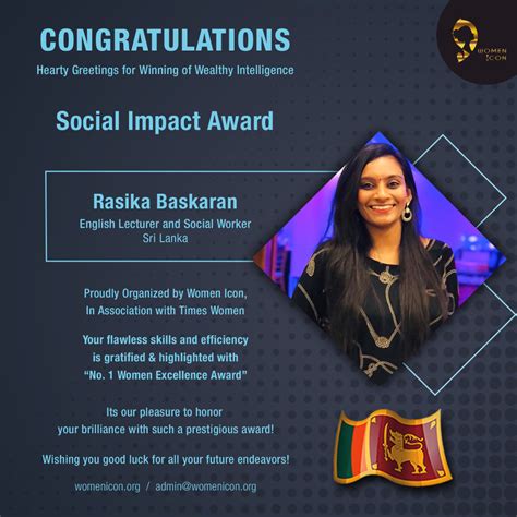 Rasika Baskaran has bagged Social Impact Award