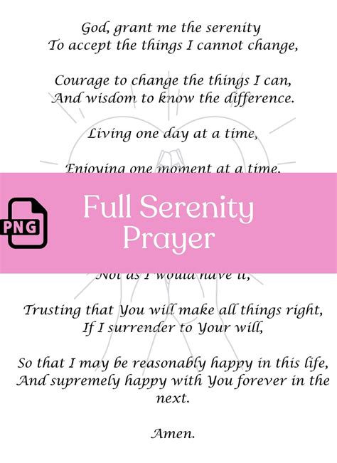 Full Serenity Prayer PDF Serenity Prayer Serenity - Etsy