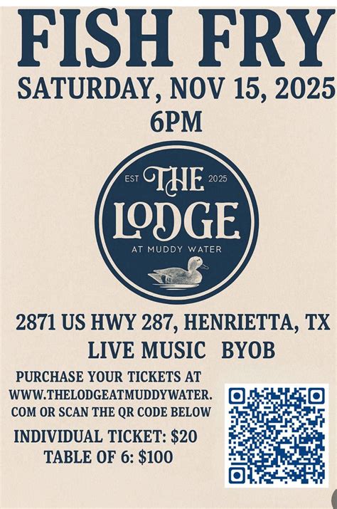 The Lodge Fish Fry , 2715 US 287, Henrietta, TX, 15 November 2025 ...