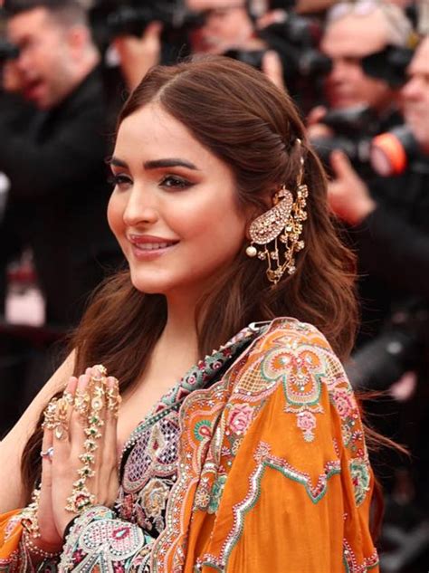 Sonam Chhabra in White Paisley Gold Plated Jadau Kundan Cannes Earring ...