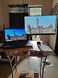 Rife Dual Monitor Stand, Free Standing Desk Mount for 2 Monitors up to ...