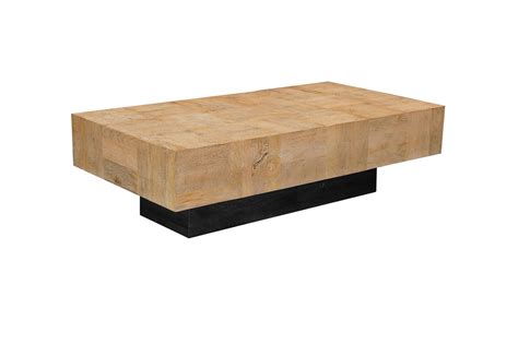 Millwood Pines 59" Natural and Black Solid Wood Block Coffee Table ...