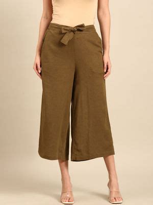 Buy De Moza Olive Women's Casual Culottes (S) Online
