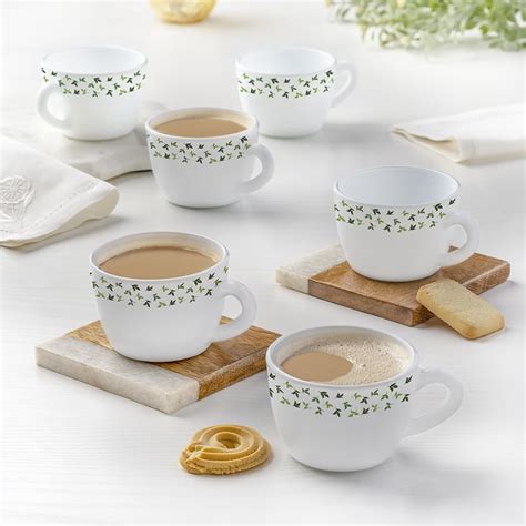 Buy Larah by BOROSIL Silk Series Sage Opalware Cup Set of 6 pcs | Tea ...