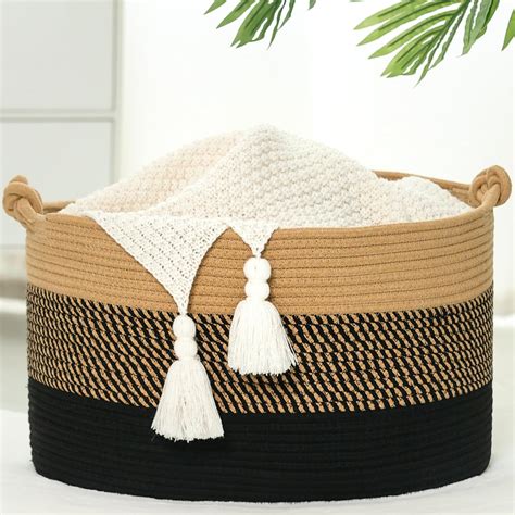 Amazon.com: Norheirui Blanket Basket 20”x13”x11”,Large Woven Basket for ...