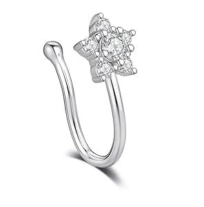 Buy VAMA Without Piercing Silver Nosepin Pressing Type Clip on Press ...