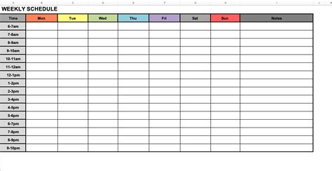 Image result for Making a Weekly Schedule in Excel