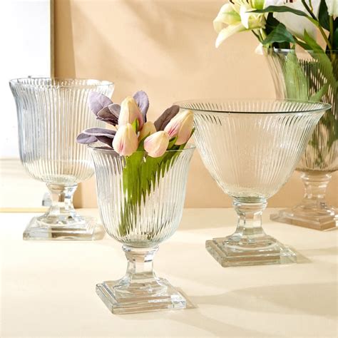 Buy Hoovu Flynn Glass Ribbed Vase from Home Centre at just INR 2399.0