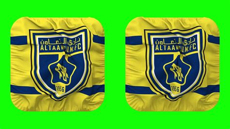 Al Taawoun Football Club Flag in Squire Shape Isolated with Plain and ...