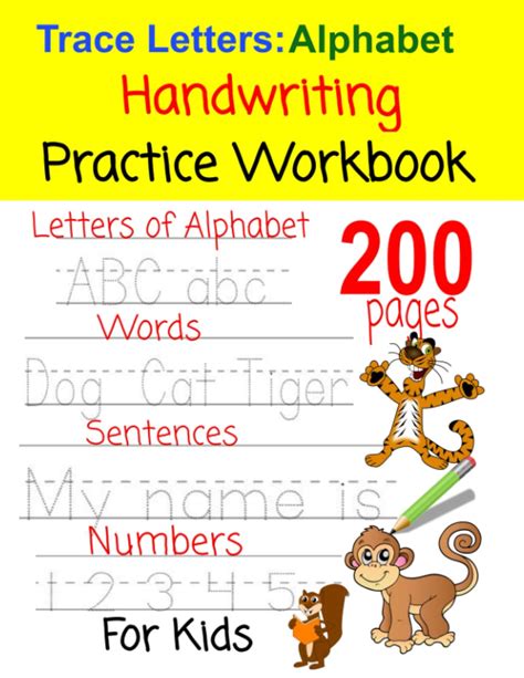 Buy 200 Pages Trace Letters Alphabet Handwriting Practice Workbook ...