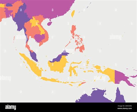 Southeast Asia blank map. High detailed political map of southeastern ...