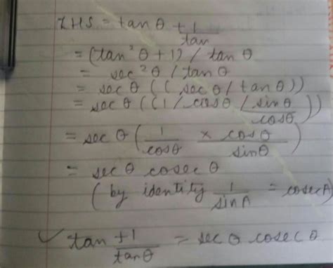 Prove the following trigonometric identities. [tex] tan\Theta+\frac{1 ...