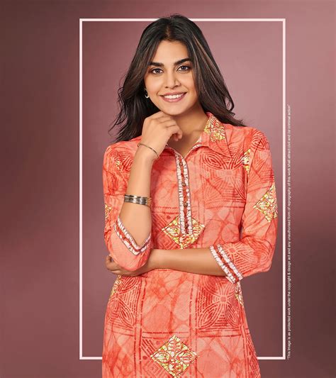 Buy Now,Laxmipati Flame Orange Straight Cut Kurti With Digital Print ...