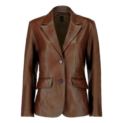 Women's Dark Brown Leather Blazer | Leather Brown Blazer