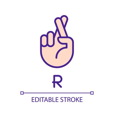 Letter R in American sign language pixel perfect RGB color icon ...