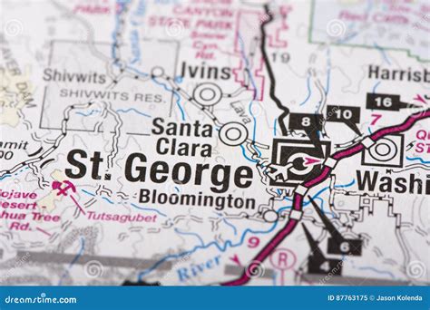 St. George, Utah on map stock image. Image of city, george - 87763175