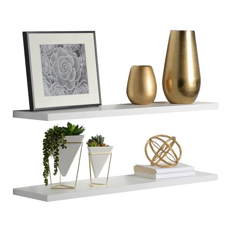 2-Pack Floating Shelves 36" x 8" x 1", White - Reforested Natural Wood ...