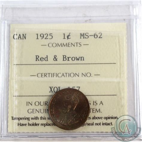 1-cent 1925 ICCS Certified MS-62 RED & Brown. *Key Date* Attractive ...