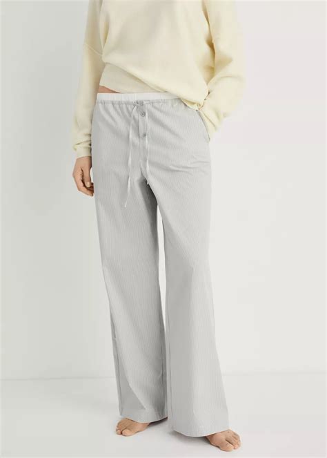 Striped pajama pants with elastic detail - Women | MANGO USA