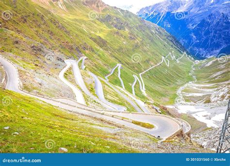 Stelvio Mountain Pass or Stilfser Joch Scenic Road Serpentines View ...