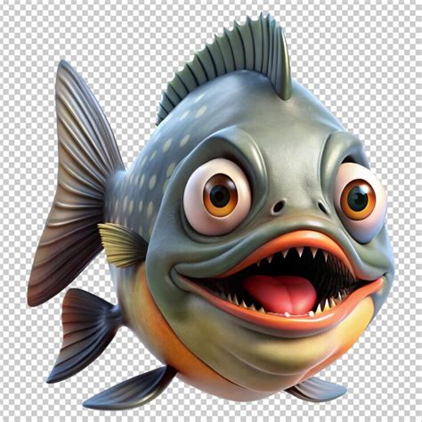 Funny piranha character on transparent background | Premium AI ...