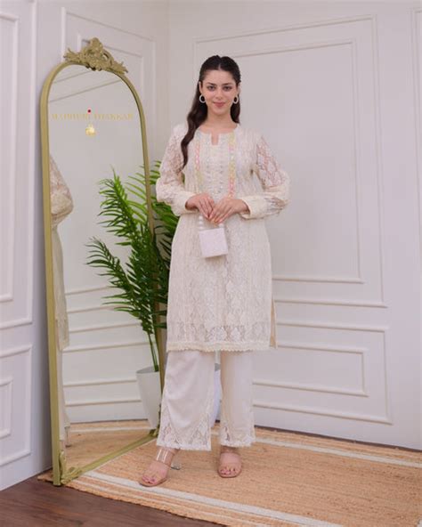 Ivory Schiffli Handwork Festive Co-ord – Label Madhuri Thakkar