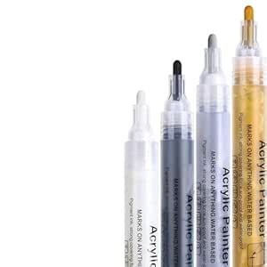 FEELHIGH Metallic Acrylic Paint Pens 3mm, Medium Tip Acrylic Markers ...