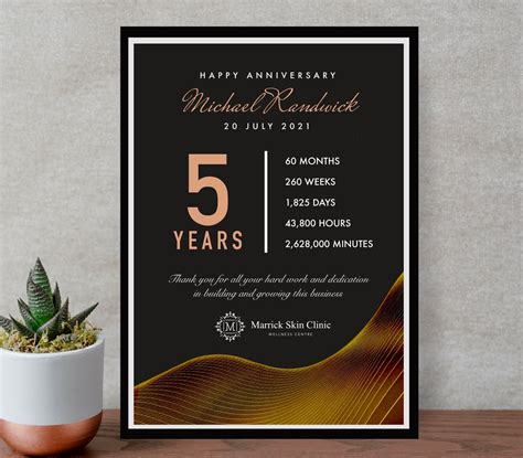 5th Work Anniversary Print 5 Year Employee Gift Work - Etsy UK
