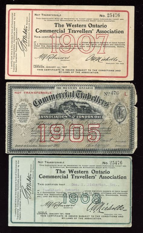 Western Ontario Commercial Travellers' Association Certificates