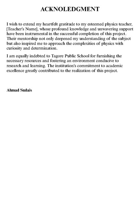 Acknoledgment - Acknowledgment pr physics students for project or ...