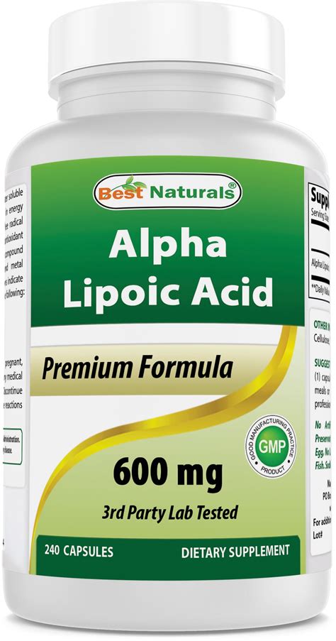 Best Naturals Alpha Lipoic Acid 600 mg Health Supplement, 240 ...