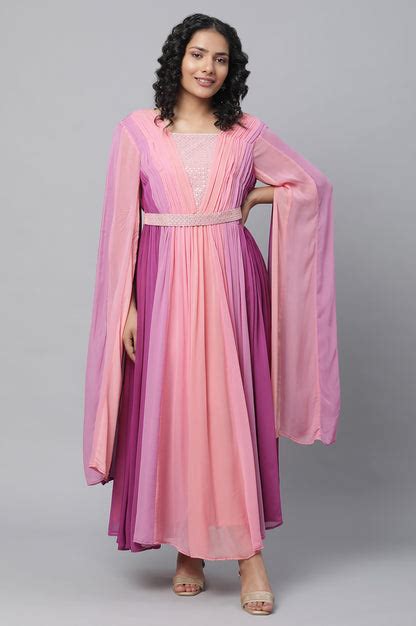 Buy Purple High Festive Dress With Fairy Sleeves Online for Woman ...