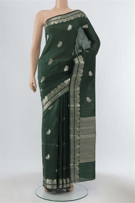 Bottle Green Banarasi Raw Silk Saree – Nalli Silk Sarees Pvt Ltd