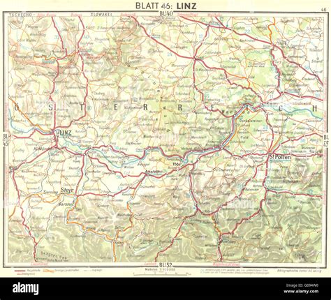 AUSTRIA: Linz, 1936 vintage map Stock Photo - Alamy