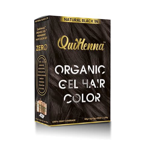 QuikHenna Organic Gel Hair Color 1N Natural Black for Men & Women ...