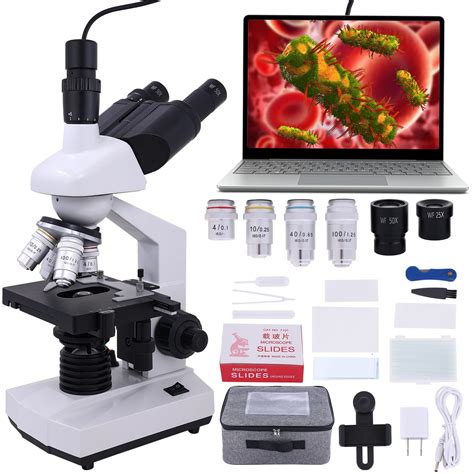 Buy PoothohCompound trinocular Micro 40X-5000X Magnification Double ...