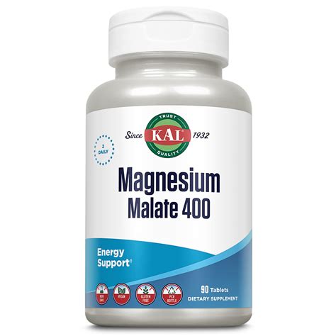 Amazon.com: KAL Magnesium Malate 400mg, Chelated Magnesium Supplement ...