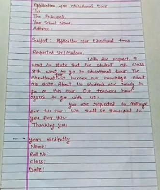 Write an application to your head teacher informing him/her about your ...