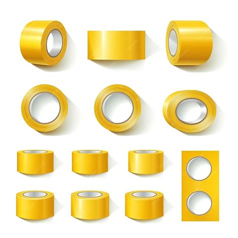 Premium Photo | Yellow duct tape set realistic yellow adhesive