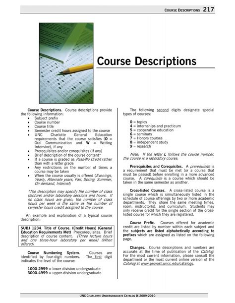 Course Descriptions - University Catalogs